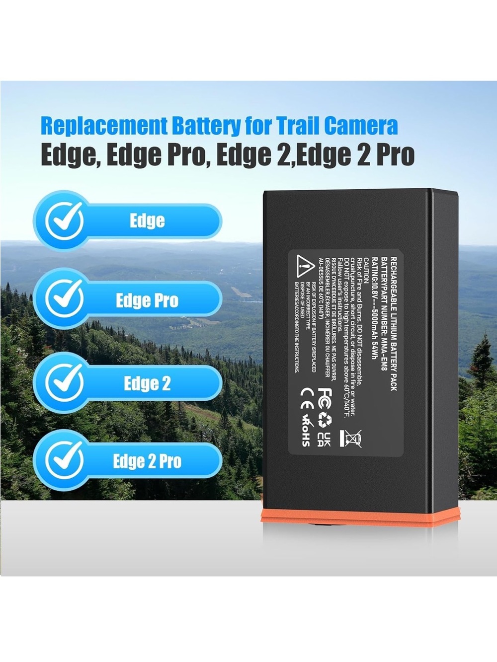 Replacement Trail Camera Battery Pack - Black with Orange Trim
